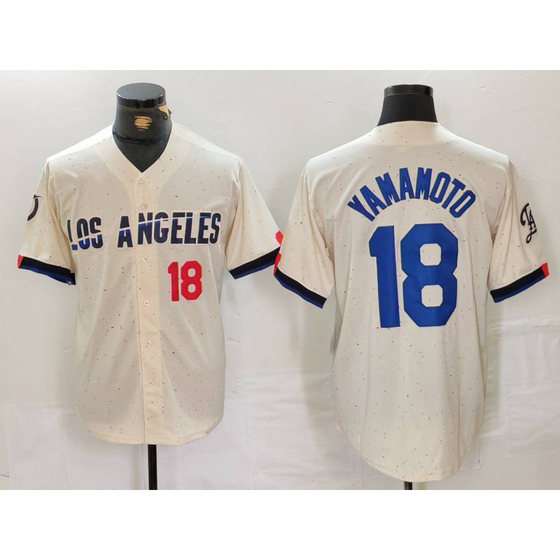 Los Angeles Dodgers #18 Yoshinobu Yamamoto Number Cream BUTLER 2024 City Connect Limited Stitched Jerseys