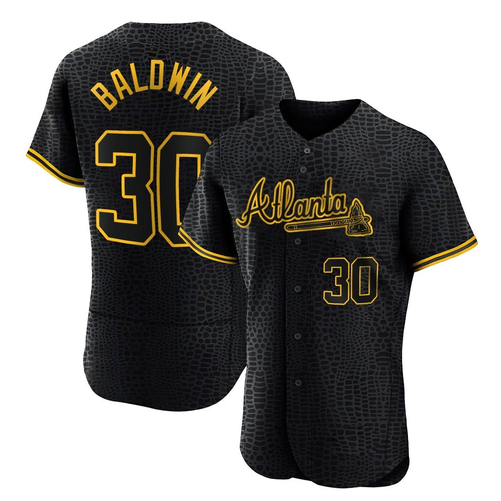 Atlanta Braves #30 Drake Baldwin Player Black BUTLER Snake Skin City Limited Elite Home Game Stitched Jerseys