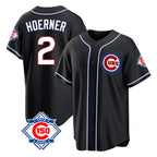 Chicago Cubs #2 Nico Hoerner Player Black BUTLER Fashion Out 150th Anniversary Game Stitched Jerseys