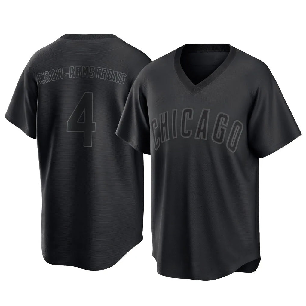 Chicago Cubs #4 Pete Crow-Armstrong Player Black BUTLER T-shirt Home Game Stitched Jerseys