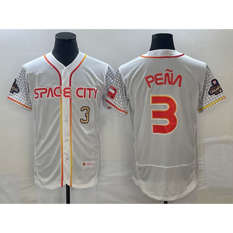 Houston Astros #3 Jeremy Pena Number White BUTLER 2023 City Connect Flex Base Stitched Jersey 2