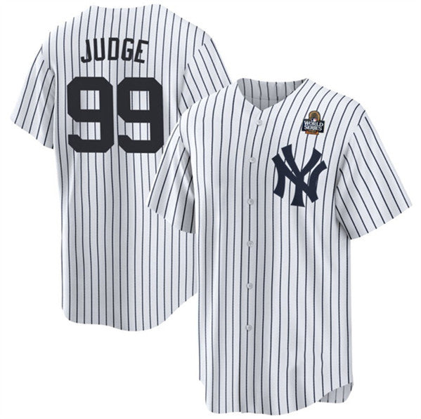 New York Yankees #99 Aaron Judge White BUTLER 2024 World Series With Name Cool Base Stitched Jersey