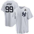 New York Yankees #99 Aaron Judge White BUTLER 2024 World Series With Name Cool Base Stitched Jersey