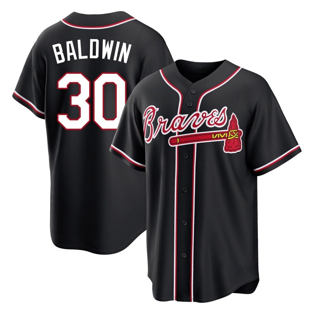 Atlanta Braves #30 Drake Baldwin Player Black BUTLER Fashion Out Game Stitched Jerseys