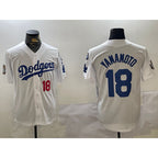 Los Angeles Dodgers #18 Yoshinobu Yamamoto White BUTLER 2024 World Series With Fernando Memorial Patch Home Limited Stitched Jerseys