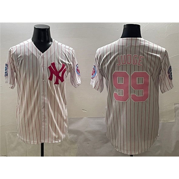 New York Yankees #99 Aaron Judge Pink BUTLER With Patch Limited Stitched Jersey