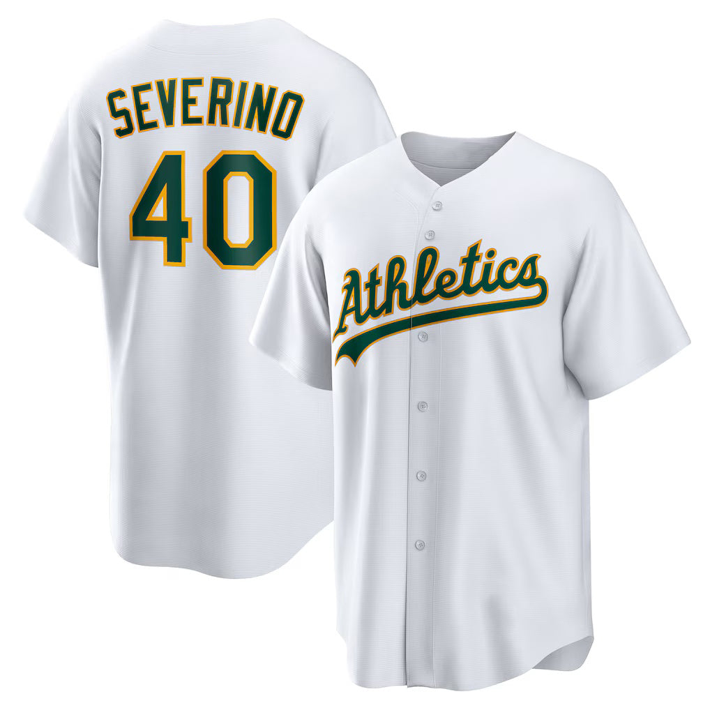 Oakland Athletics #40 Luis Severino White BUTLER Home Replica Jersey