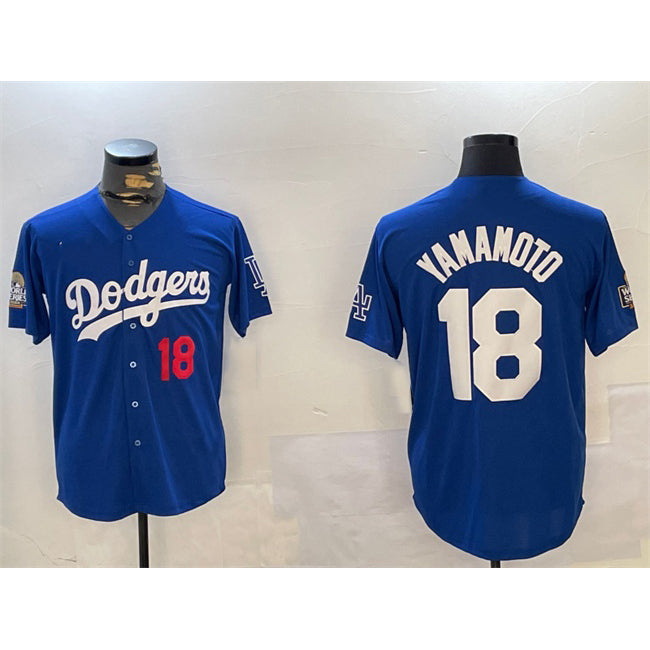 Los Angeles Dodgers #18 Yoshinobu Yamamoto Royal BUTLER 2024 World Series Patch Alternate Limited Stitched Jersey