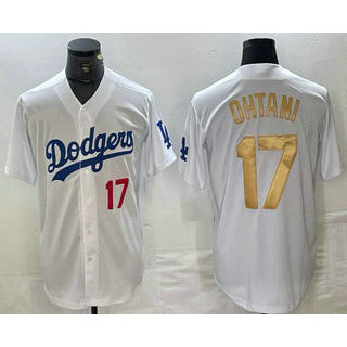 Los Angeles Dodgers #17 Shohei Ohtani Number White Gold BUTLER Stitched Cool Base Jersey 2
