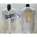 Los Angeles Dodgers #17 Shohei Ohtani Number White Gold BUTLER Stitched Cool Base Jersey 2
