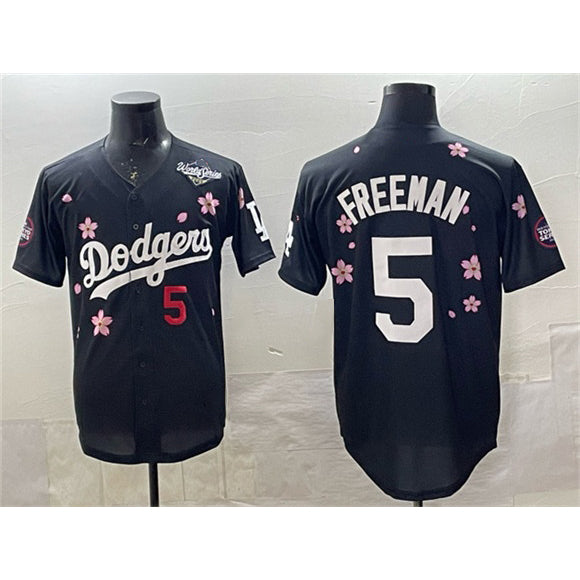 Los Angeles Dodgers #5 Freddie Freeman Black BUTLER 2025 World Series Patch Tokyo Series Limited Stitched Jersey