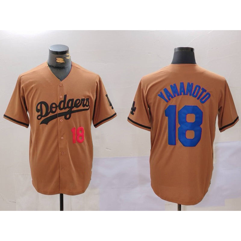 Los Angeles Dodgers #18 Yoshinobu Yamamoto Number Olive BUTLER Cool Base Limited Stitched Jersey 2
