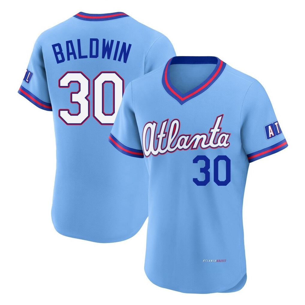Atlanta Braves #30 Drake Baldwin Player Powder Blue BUTLER 2026 City Connect T-shirt Limited Elite Home Game Stitched Jerseys