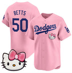 Los Angeles Dodgers #50 Mookie Betts Pink BUTLER 2025 Hello Kitty Vapor Limited Stitched Jersey