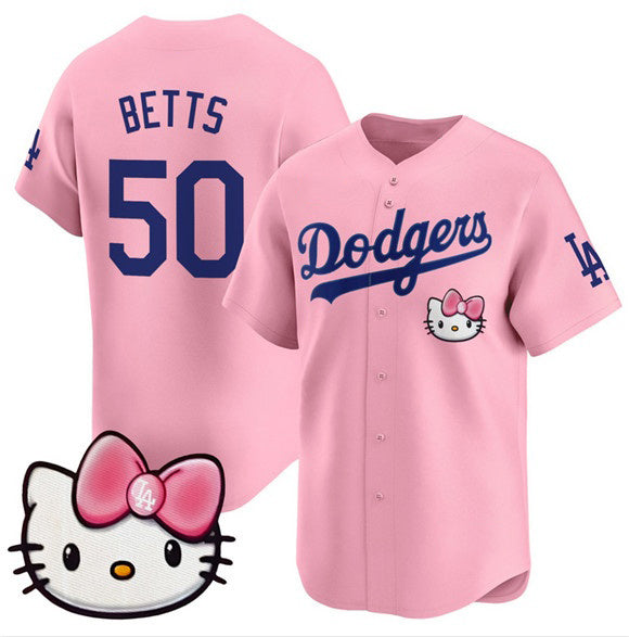 Los Angeles Dodgers #50 Mookie Betts Pink BUTLER 2025 Hello Kitty Vapor Limited Stitched Jersey