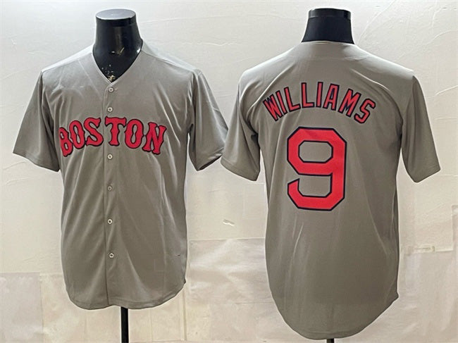 Boston Red Sox #9 Ted Williams Grey BUTLER Cool Base Stitched Jersey