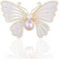 Butterfly Crystal Rhinestone Brooch Pin for Women Colorful Glitter Pearl Bead Lapel Pins Hats Clothes Dress Accessories Jewelry