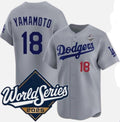 Los Angeles Dodgers #18 Yoshinobu Yamamoto Gray BUTLER 2025 World Series Limited Stitched Jersey