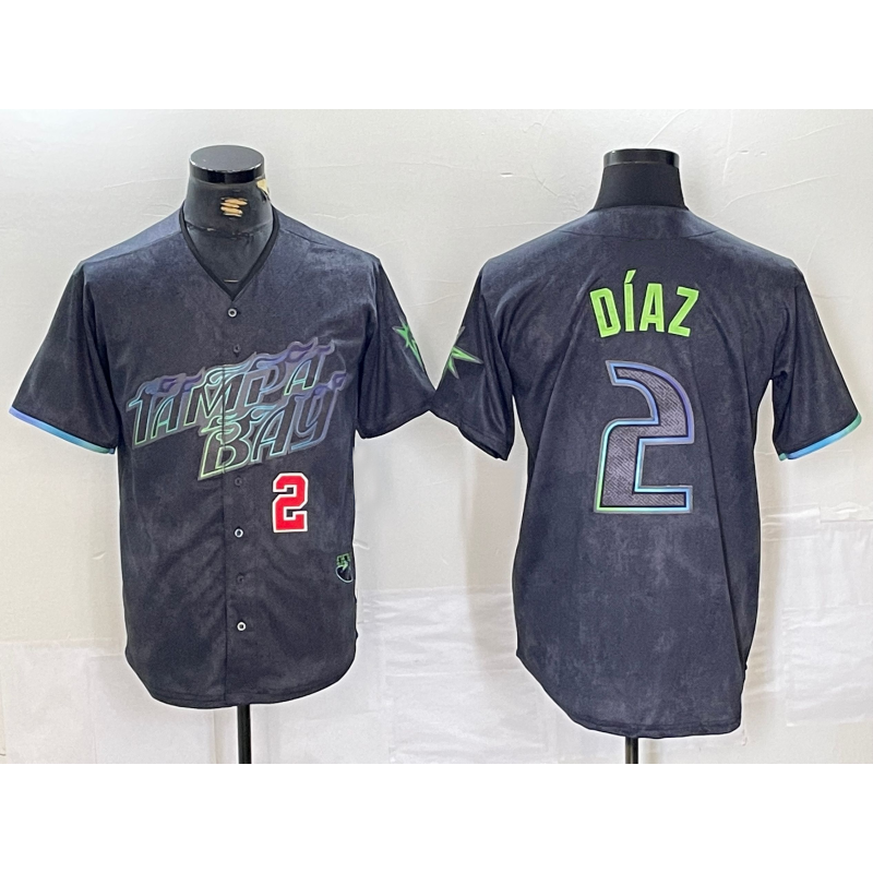 Tampa Bay Rays #2 Yandy Diaz Number Charcoal BUTLER 2024 City Connect Limited Stitched Jerseys