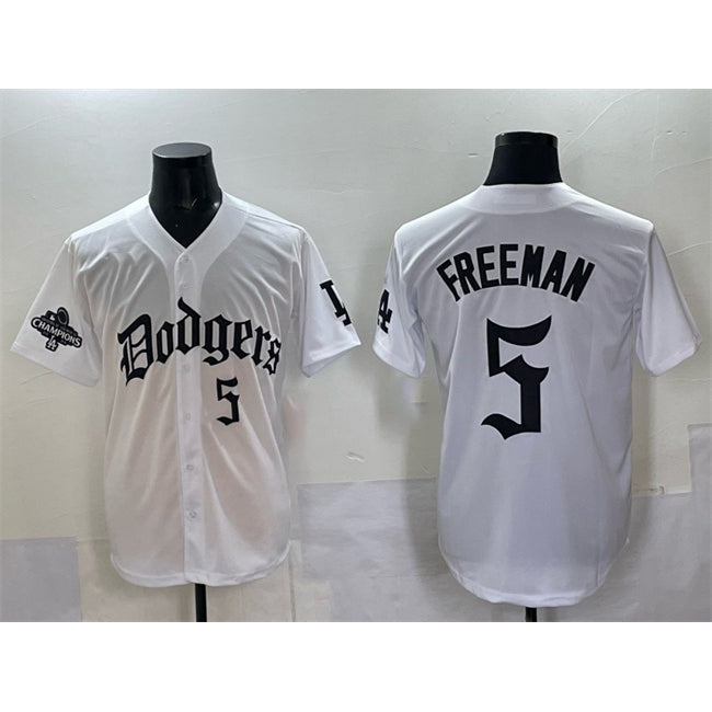 Los Angeles Dodgers #5 Freddie Freeman White BUTLER 2025 LA Gothic Style With 2024 World Series Champions Patch Vapor Premier Limited Stitched Jersey