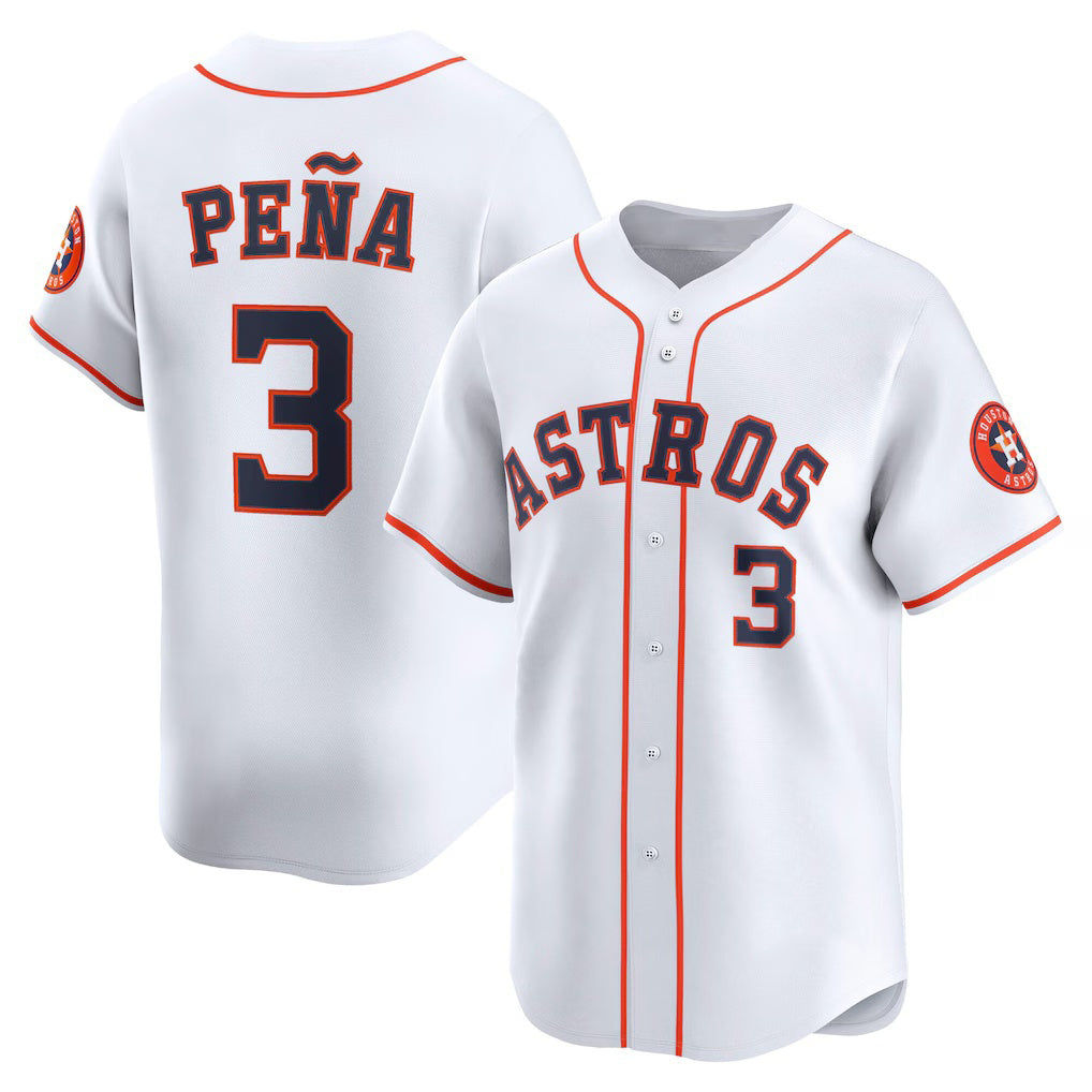 Houston Astros #3 Jeremy Pe?a White BUTLER Home Limited Player Jersey