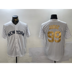 New York Yankees #99 Aaron Judge White BUTLER Pinstripe Fashion Cool Base Jersey 2