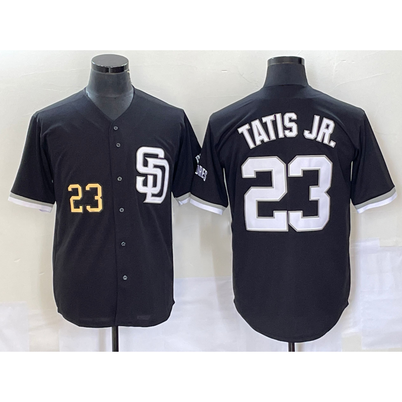 San Diego Padres #23 Fernando Tatis Jr Number Black BUTLER 2023 Cool Base Stitched Jersey