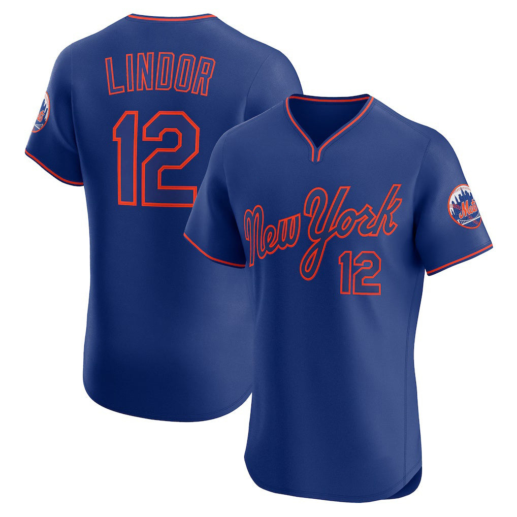 New York Mets #12 Francisco Lindor Royal BUTLER Alternate 2 Elite Jersey