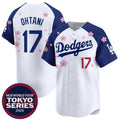 Los Angeles Dodgers #17 Shohei Ohtani White Royal BUTLER 2025 Tokyo Series Limited Stitched Jersey