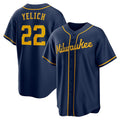 Milwaukee Brewers #22 Christian Yelich Navy BUTLER Alternate 2 Replica Jersey