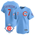 Chicago Cubs #7 Dansby Swanson Player Light Blue BUTLER 150th Anniversary Limited Home Stitched Jerseys
