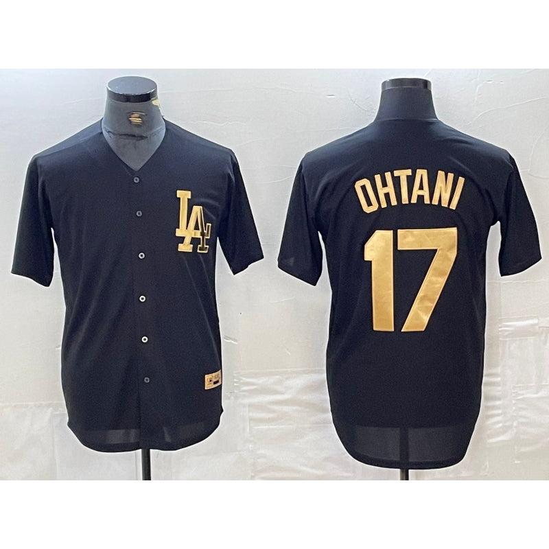 Los Angeles Dodgers #17 Shohei Ohtani Black Gold BUTLER Cool Base Stitched Jersey