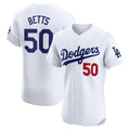 Los Angeles Dodgers #50 Mookie Betts White BUTLER Home Elite Jersey