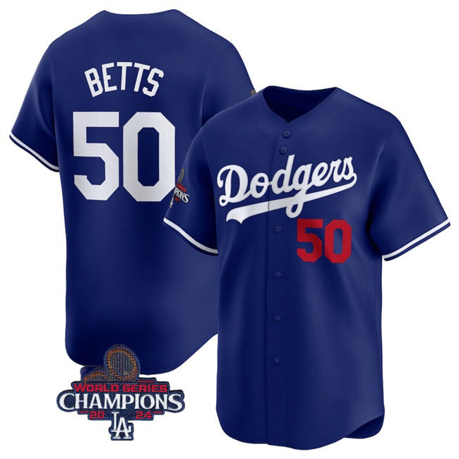 Los Angeles Dodgers #50 Mookie Betts Royal BUTLER 2024 World Series Champions Alternate Limited Stitched Jersey
