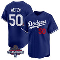 Los Angeles Dodgers #50 Mookie Betts Royal BUTLER 2024 World Series Champions Alternate Limited Stitched Jersey
