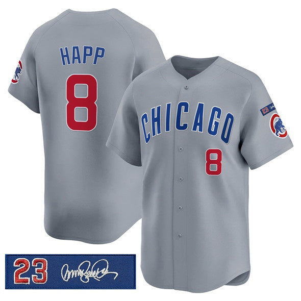 Chicago Cubs #8 lan Happ Gray BUTLER 'Ryne Sandberg Tribute' Vapor Limited V3 Stitched Jersey