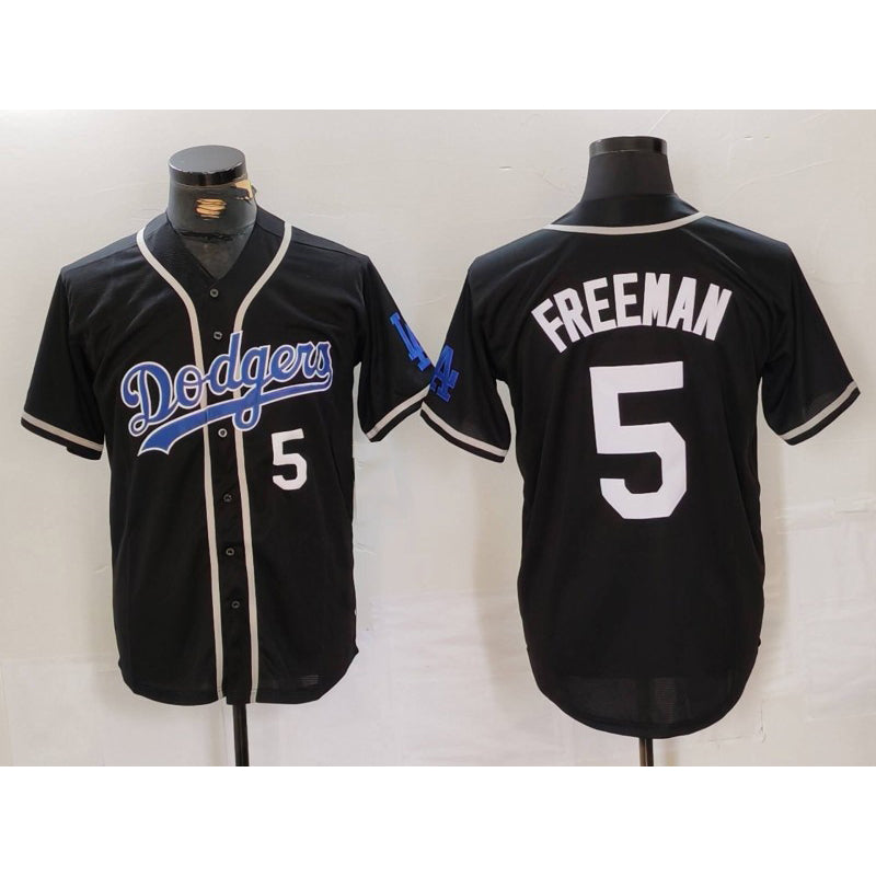 Los Angeles Dodgers #5 Freddie Freeman Number Black BUTLER Cool Base With Patch Stitched Jerseys