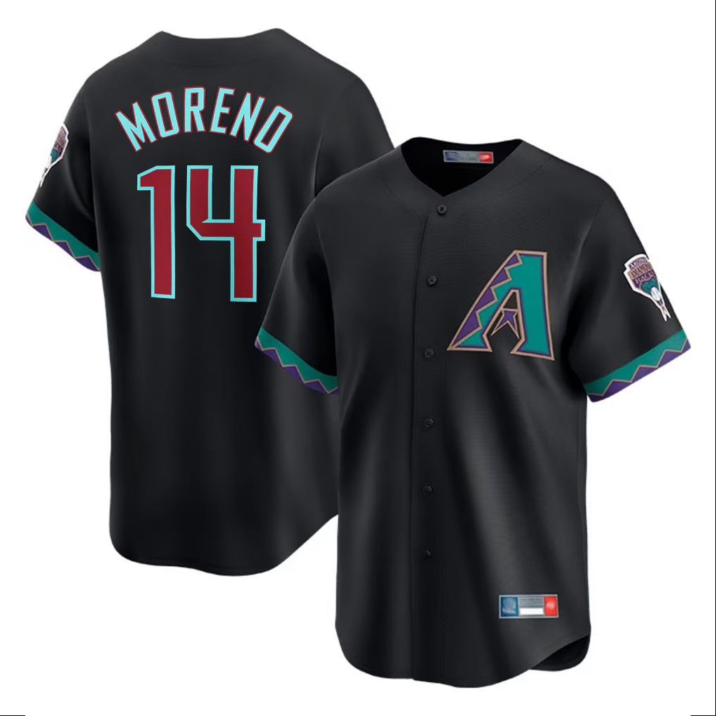 Arizona Diamondbacks #14 Gabriel Moreno Player Black BUTLER Fashion Out Home Game Stitched Jerseys