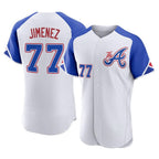 Atlanta Braves #77 Joe Jimenez Player White BUTLER City Connect Limited Elite Home Game Stitched Jerseys