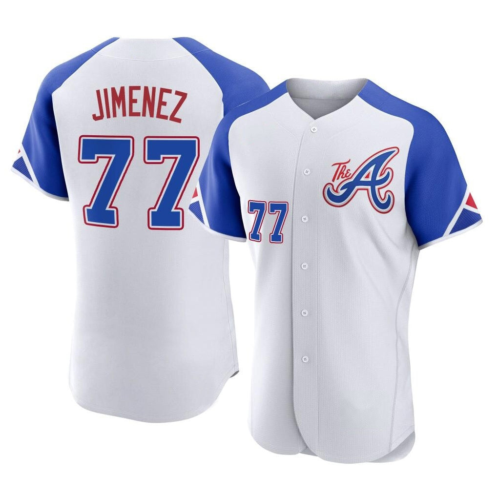 Atlanta Braves #77 Joe Jimenez Player White BUTLER City Connect Limited Elite Home Game Stitched Jerseys