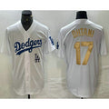 Los Angeles Dodgers #17 Shohei Ohtani White Gold BUTLER Stitched Cool Base Jersey 2
