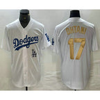 Los Angeles Dodgers #17 Shohei Ohtani White Gold BUTLER Stitched Cool Base Jersey 2