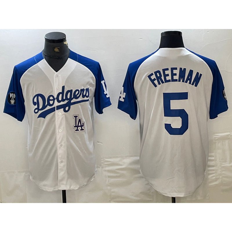 Los Angeles Dodgers #5 Freddie Freeman White Blue BUTLER Fashion Stitched Cool Base Limited Jersey 2