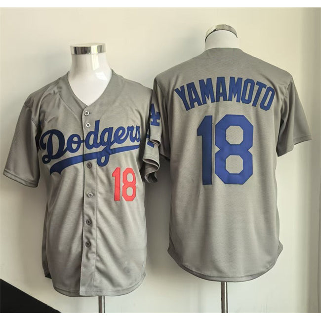 Los Angeles Dodgers #18 Yoshinobu Yamamoto Gray BUTLER Cool Base Stitched Jersey