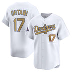 Los Angeles Dodgers #17 Shohei Ohtani White BUTLER 2025 Gold Collection Limited Stitched Jersey