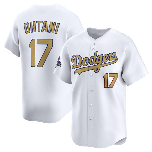 Los Angeles Dodgers #17 Shohei Ohtani White BUTLER 2025 Gold Collection Limited Stitched Jersey