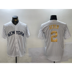 New York Yankees #2 Derek Jeter White BUTLER Pinstripe Fashion Cool Base Jersey 2