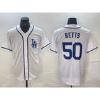 Los Angeles Dodgers #50 Mookie Betts White BUTLER Cool Base Stitched Jersey