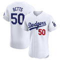 Los Angeles Dodgers #50 Mookie Betts White BUTLER Home Elite Stitched Jersey