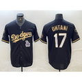 Los Angeles Dodgers #17 Shohei Ohtani Black Gold BUTLER Stitched Cool Base Jersey 2